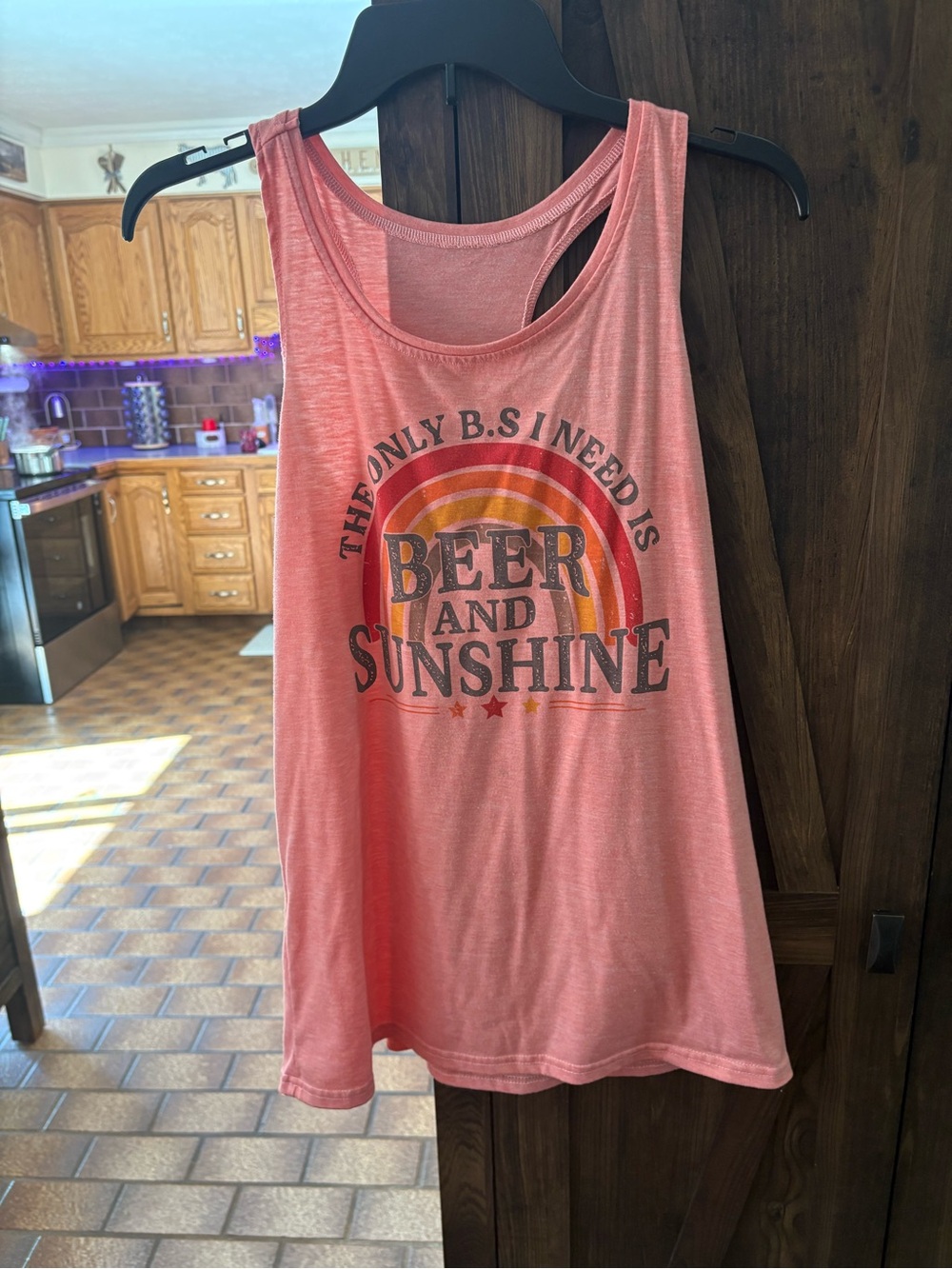Beer and Sunshine Pink Racerback Tank Top